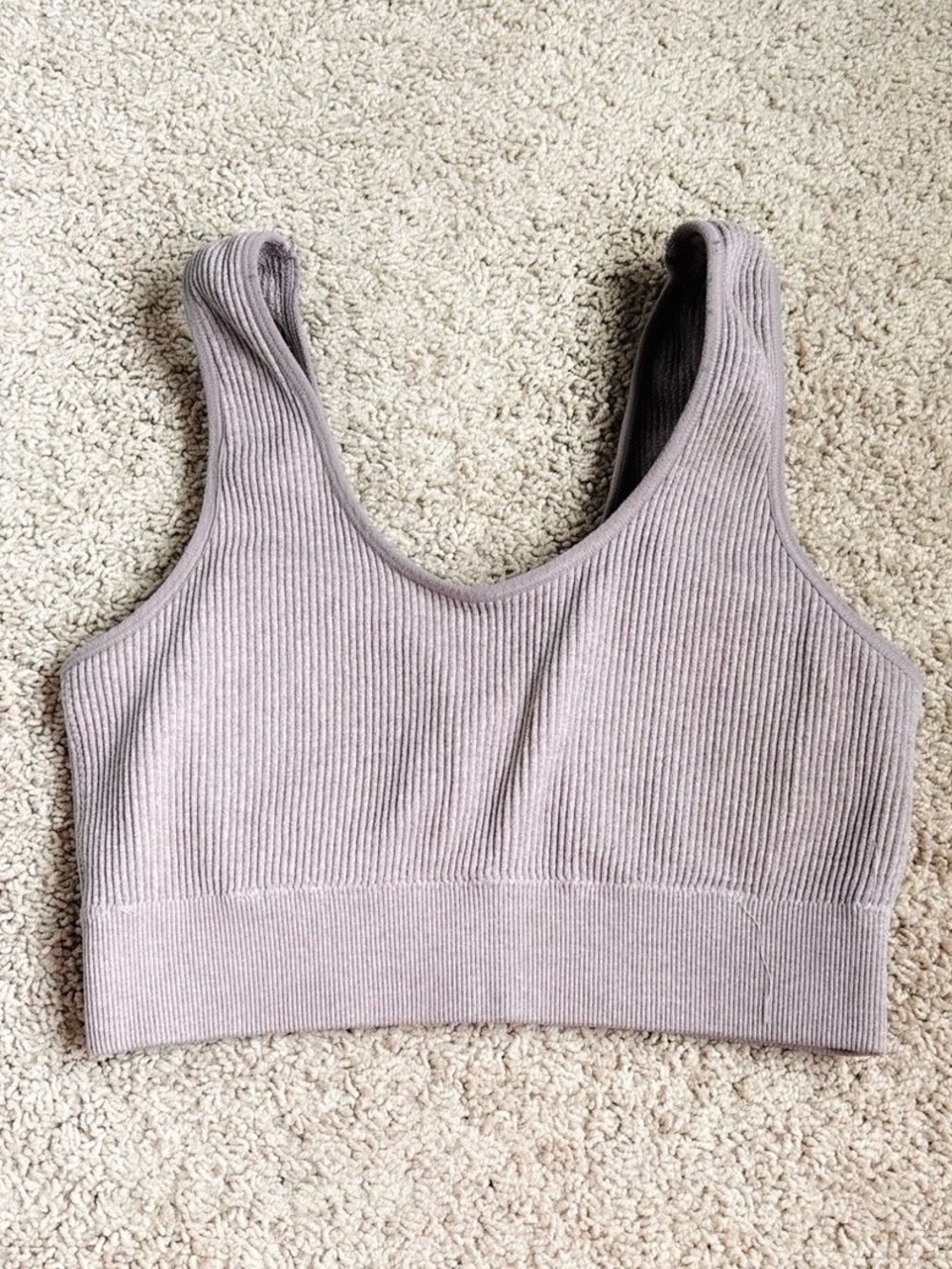 american eagle aerie light purple ribbed scoop neck wireless lounge sports bra